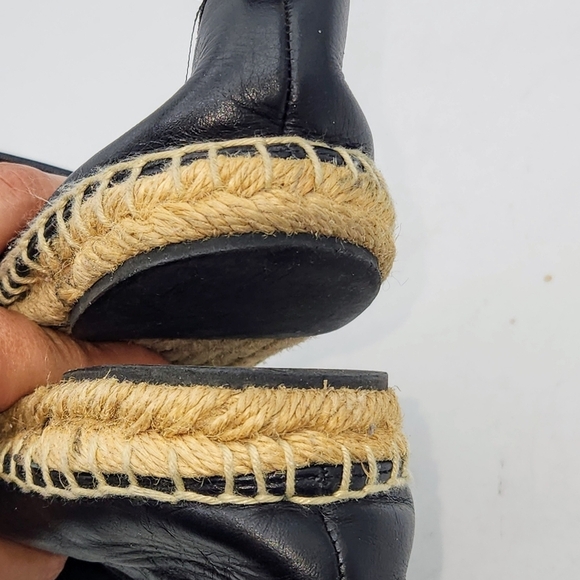 Fendi Leather Black Croc Embossed Cap Toe Junia Espadrilles Flats Size 37 - Picture 5 of 15